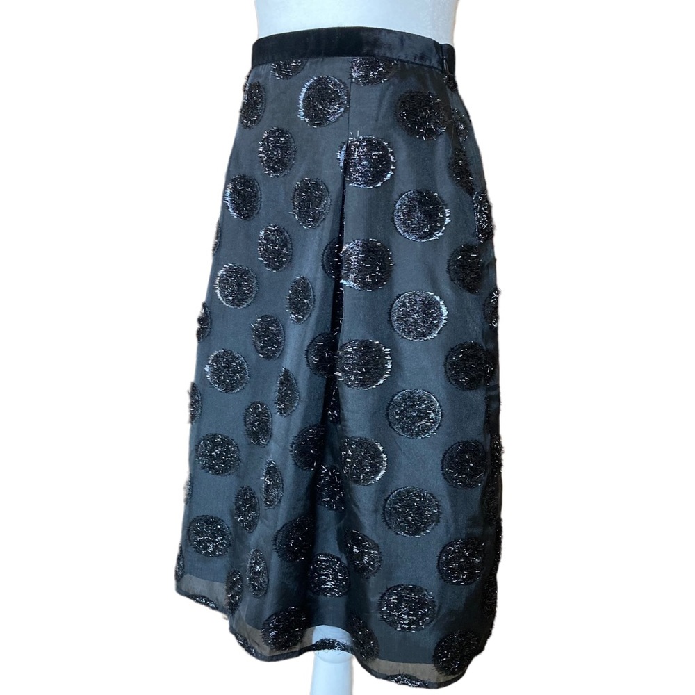 NWT RSVP by Talbots black A-line midi skirt with textured polka dots, Sz 4 - Picture 4 of 14